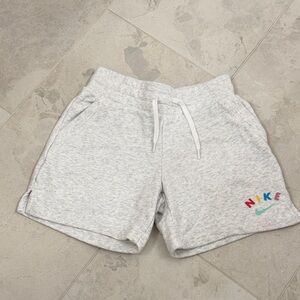 Girls Nike Heather Gray Shorts with Multicolor Logo